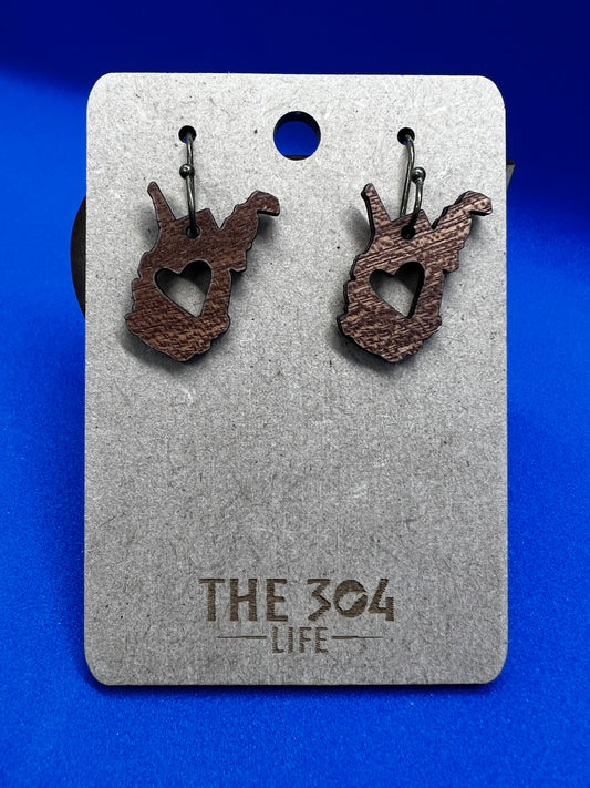 West Virginia Heart Dangle Earrings