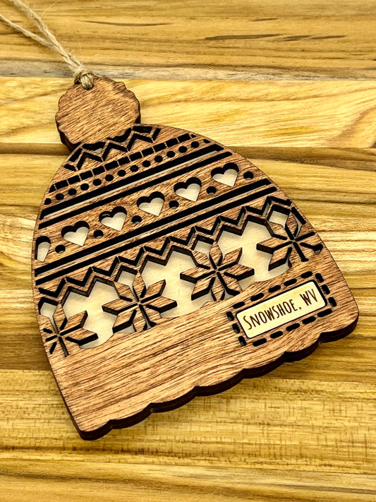 West Virginia Wood Beanie Ornament