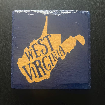 West Virginia Blue & Gold Slate Coaster